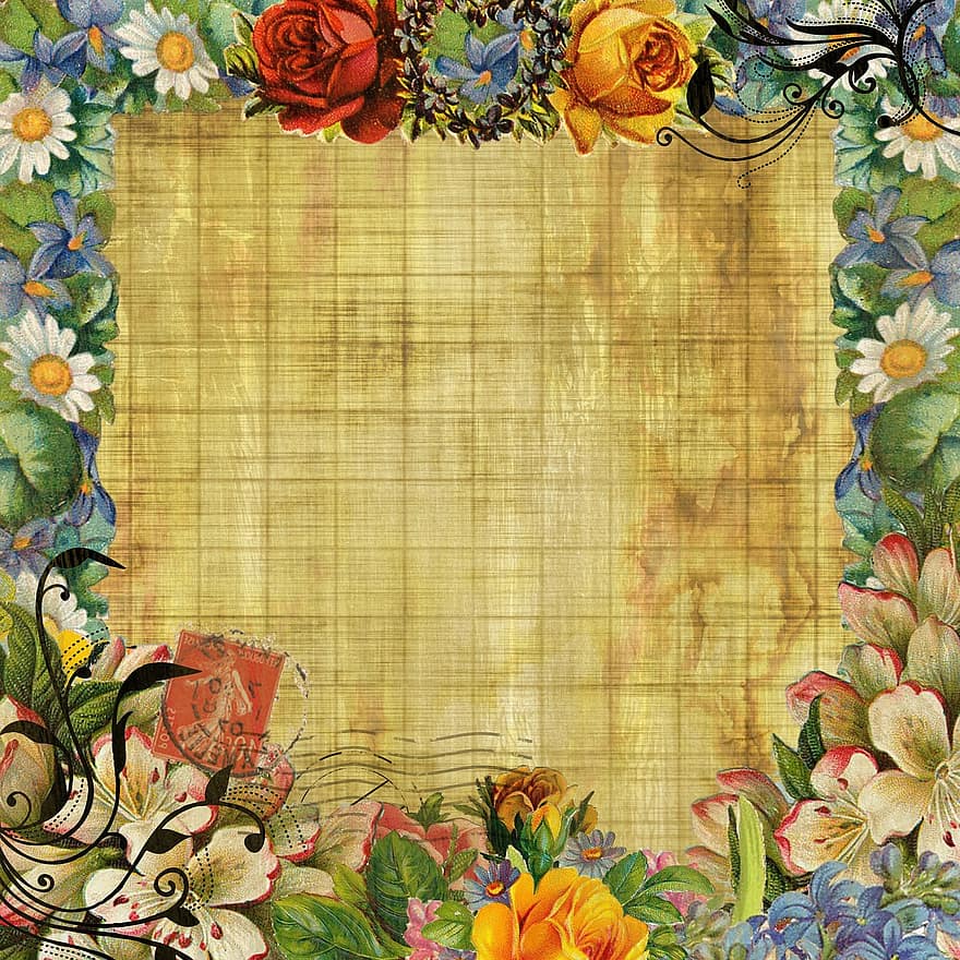 Vintage, Background, Flower, Design, Parchment, Paper, Background Vintage, Floral, Leaf, Retro, Decoration