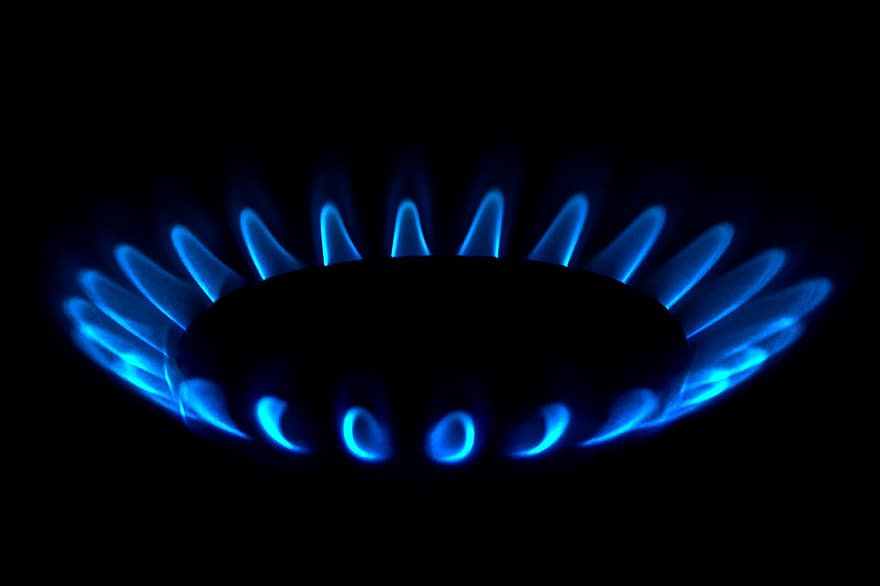 gasspis, flamma, brännare, spis, naturgas, brand, blå flamma, gas, blå, värme, temperatur