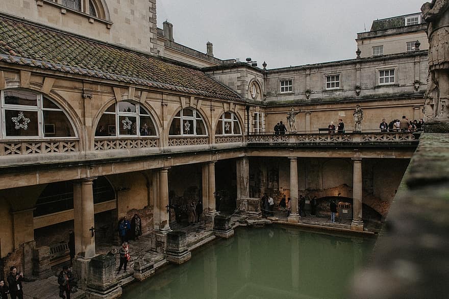 római fürdők, fürdőkád, római, ősi, történelmi, tájékozódási pont, örökség, civilizáció, emlékmű, építészet, Anglia