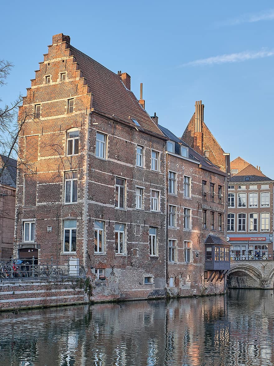 kanal, belgien, by, Mechelen, huse, arkitektur, berømte sted, bygning udvendig, bygget struktur, bybilledet, historie