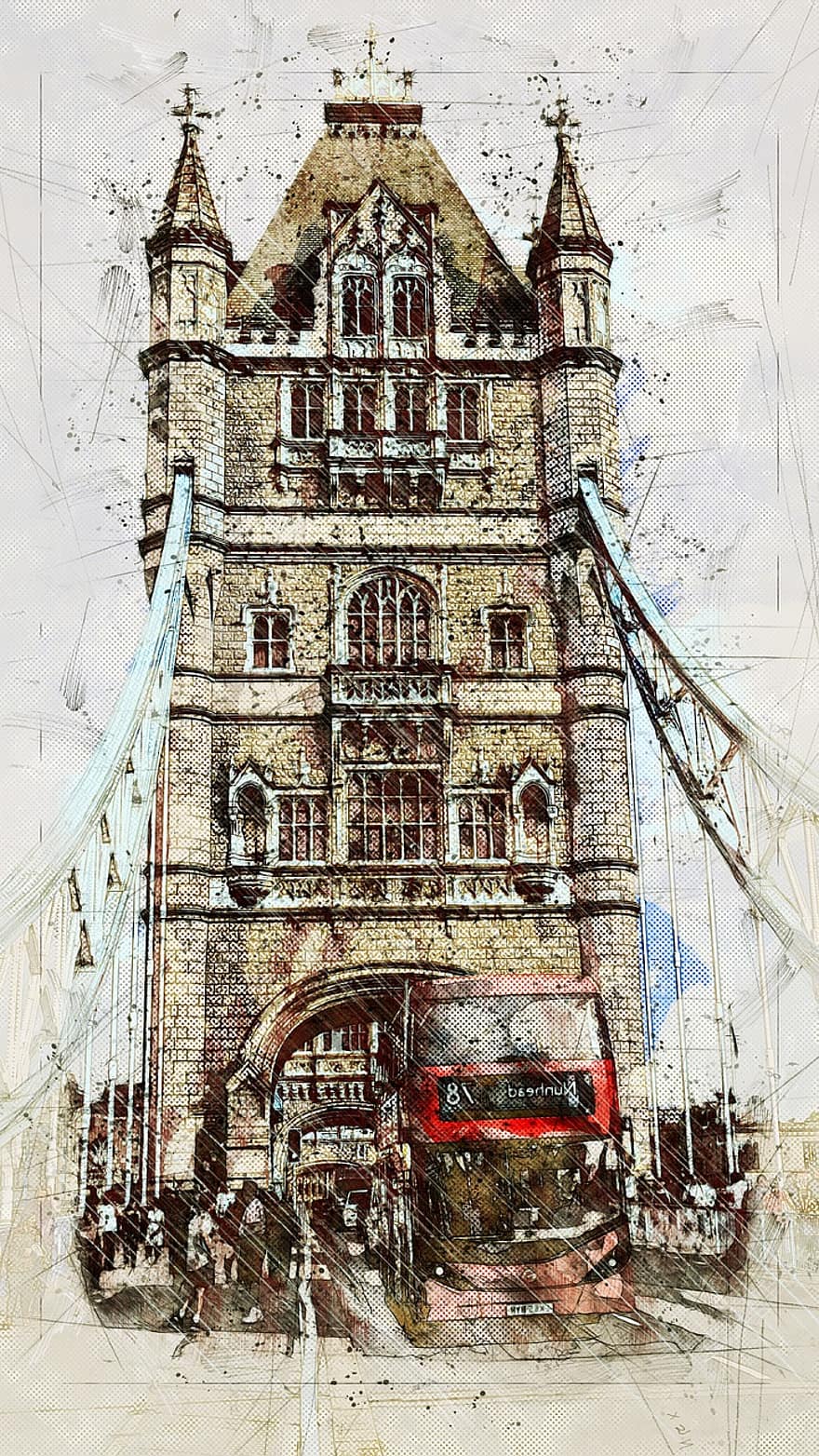 Londres, la tour, pont, rouge, autobus, point de repère, ville, Angleterre, Capitale, thames, rivière
