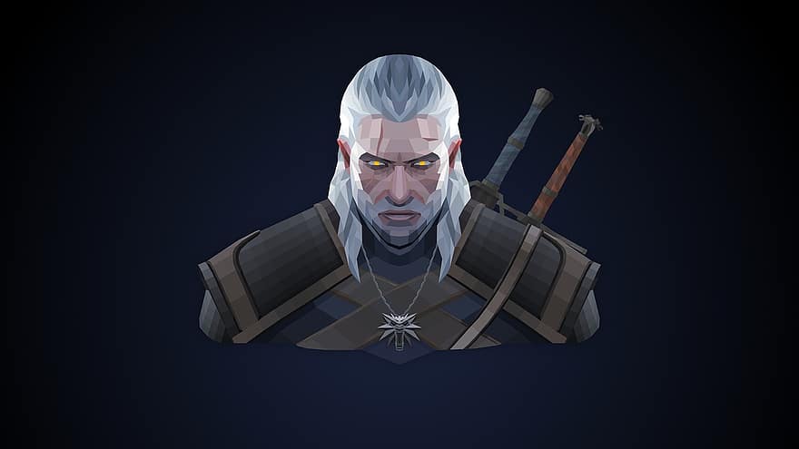 Geralt, tapet, Karakter, tegning, kriger, rustning, Witcher, fan kunst, fantasi, Gwynbleidd, sci-fi