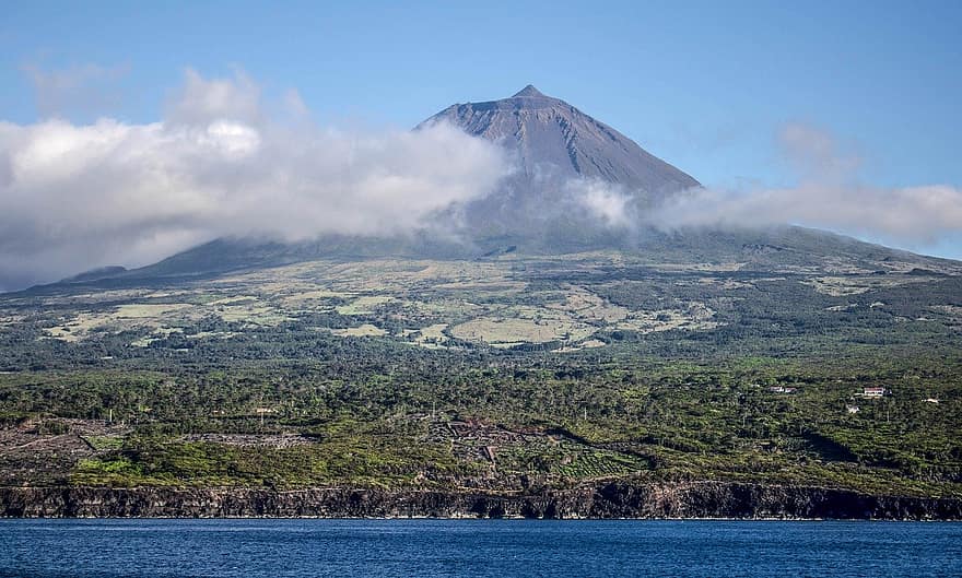 vulkan, natur, Azorerne, bjerg, landskab, vand, rejse, blå, sommer, bjergtop, eventyr