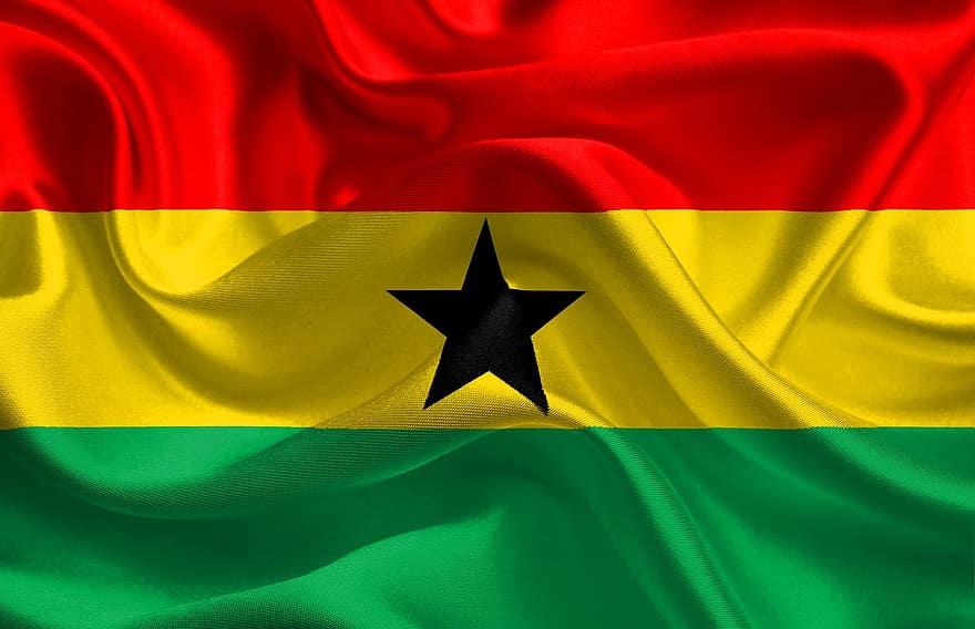 vlag, Ghana, rood, geel, groen, zwart, ster, achtergrond, rood en geel, nationaliteit, achtergrond afbeelding
