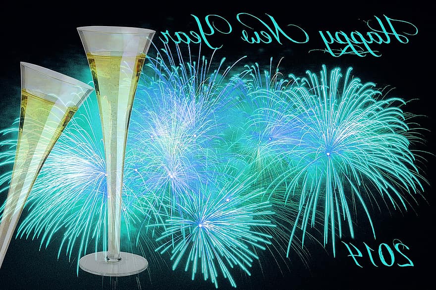 Naujųjų metų diena, Naujųjų metų vakaras, sylvester, švesti, šampanas, Sektfloeten, šampano akiniai, prost, atsukti, metus, Naujieji metai