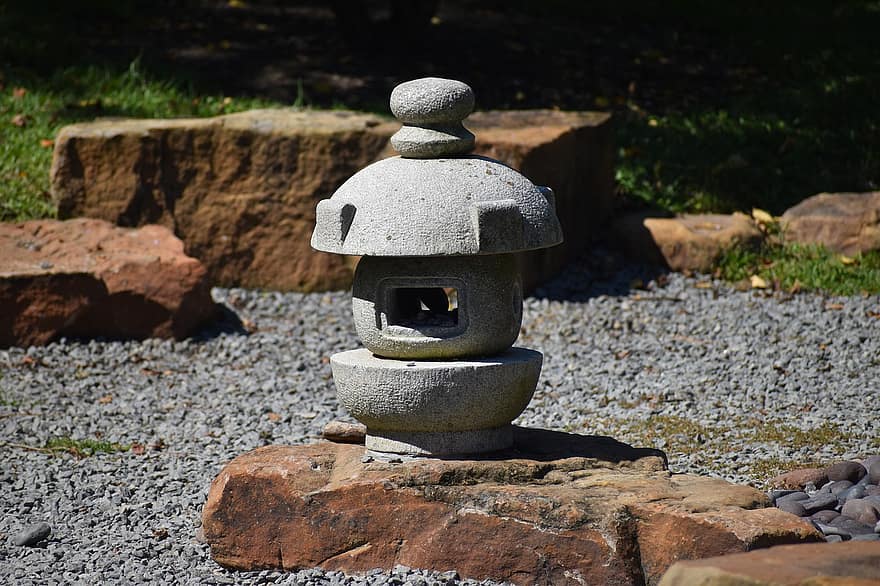 japonų sodas, sodo ornamentas, parkas, akmens skulptūra, Houston, texas