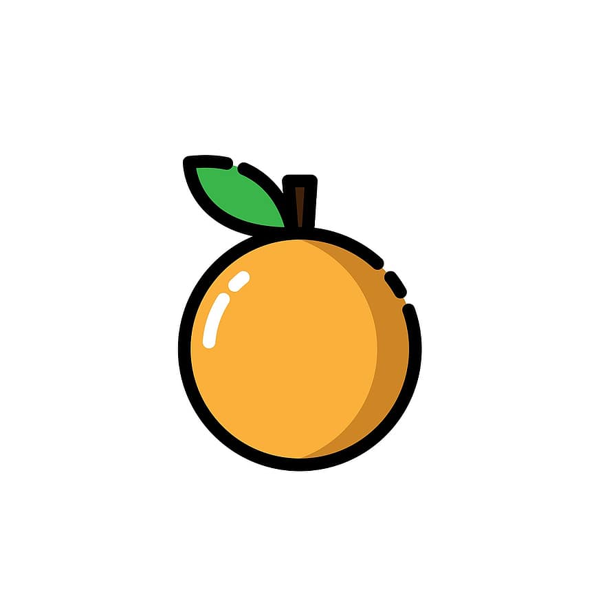 Orange, fruit, icône, aliments, style moderne, dessin animé, Icône orange, Orange mignonne, Icône de fruits, Style Mbe, Orange Style Mbe