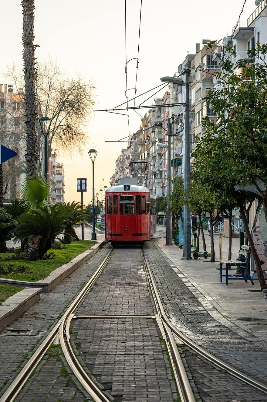mezzi di trasporto, tacchino, città, Antalya, strada, tram, traffico, funivia, modalità di trasporto, architettura, vita di città