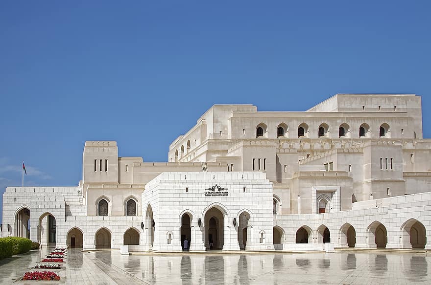 Оман, мускатный, оперный театр, строительство, архитектура, фасад, каменные работы, кирпичная кладка
