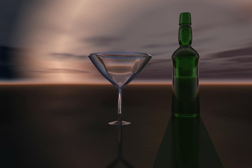 Abstract, Concept, Evening, Night, Glass, Cocktail, Alcohol, Bottle, Drink, Liquor, Wine