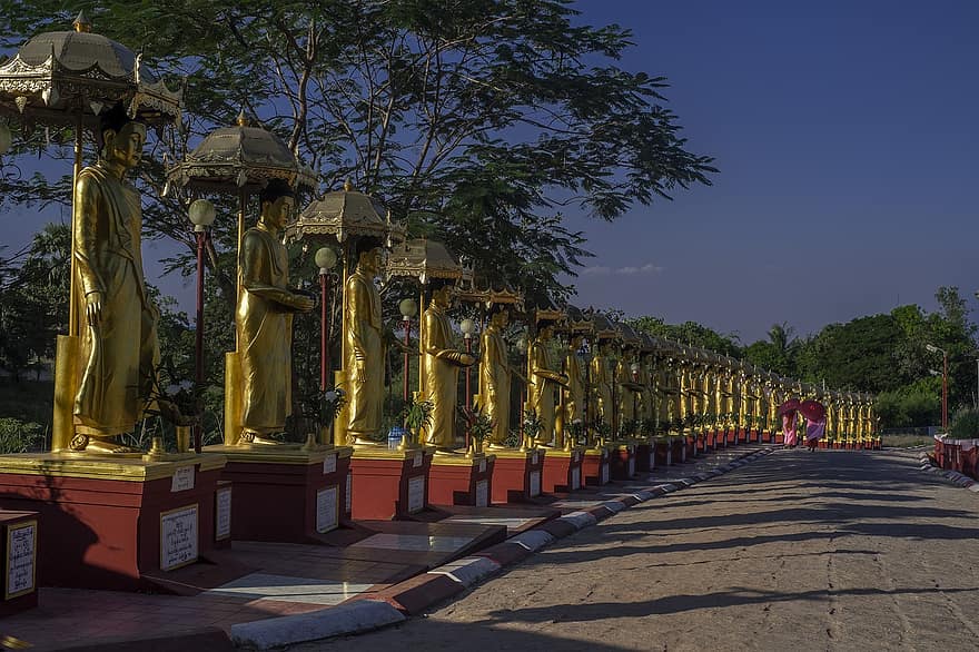 Mjanma, pagoda, budda, mūķenes, reliģiju, slāni, ceļojuma fotoattēls, fotogrāfija