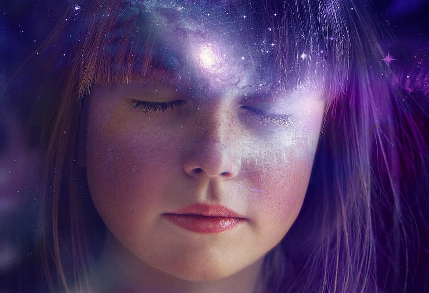 Girl, Universe, Fantasy, Galaxy, Space, Outer Space, Cosmos, Hypnosis, Visualization, Dream