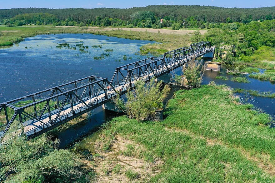 tiltas, dviračiu, kraštovaizdį, architektūra, istorinis, Lenkijoje