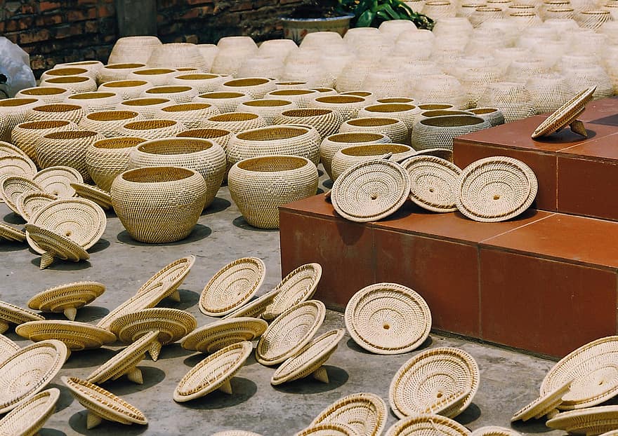 amatai, įrankiai, Bambukas ir rotangas, kultūrą, Amatų kaimai, krepšiai, gaminti, gamyba
