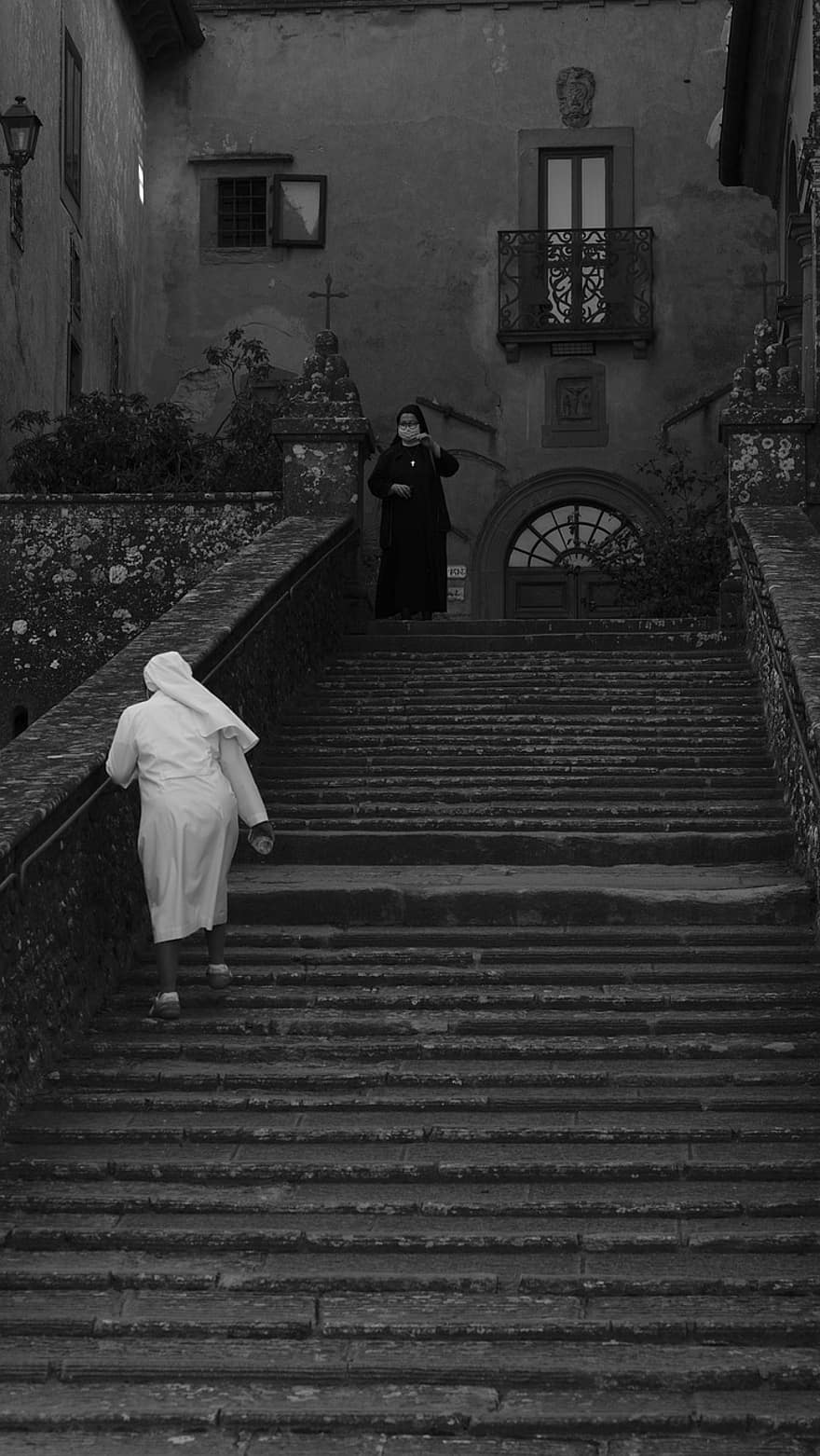 монахиня, стълбище, манастир