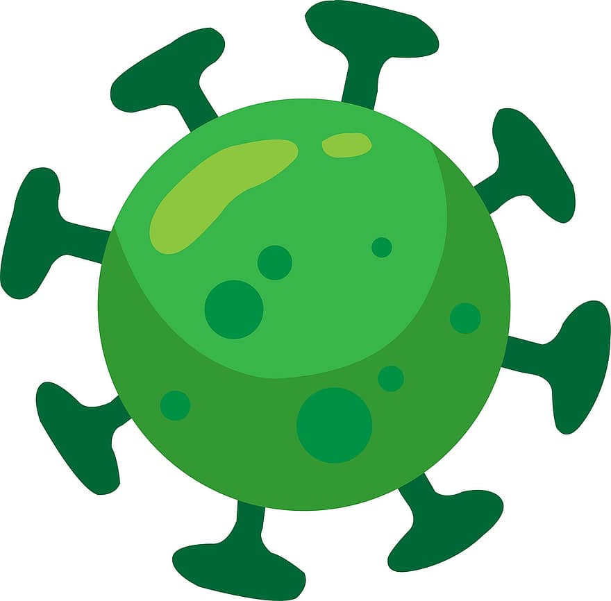 فايروس ، مرض فيروس كورونا ، بكتيريا ، مرض ، أخضر ، جائحة ، الاكليل