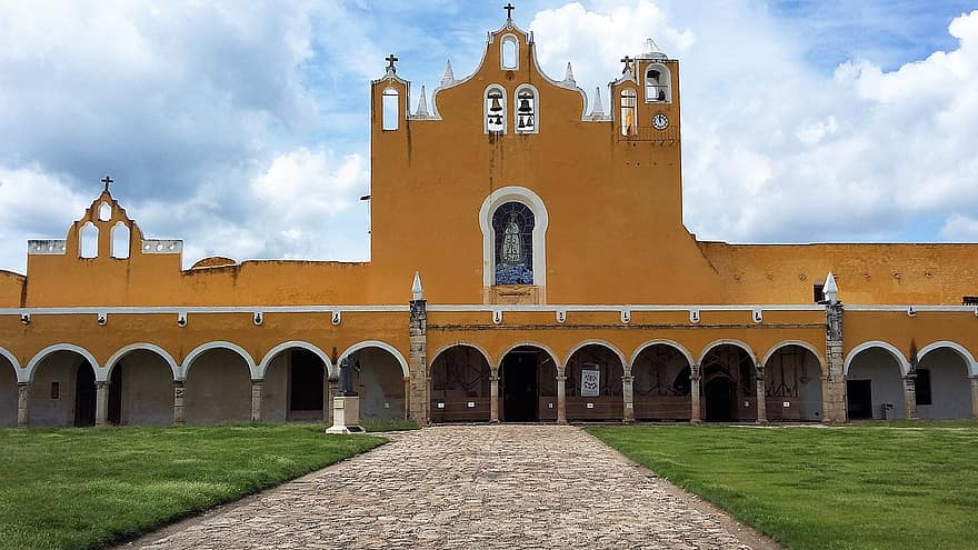 izamal, temple, arquitectura, façana, monestir, edifici, històric, yucatan
