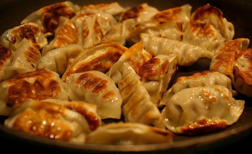 dumplings, Comida, gyoza, frito, delicioso, prato, cozinha, cozinhando, saboroso, fotografia de alimentos