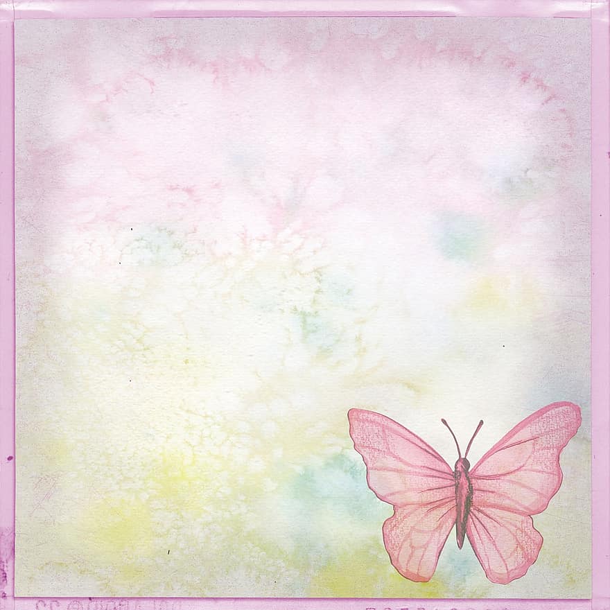 borboleta, vintage, fundo, flor, Rosa, bonita, textura, colorida, Bright Art Design, Arte de colagem, papel