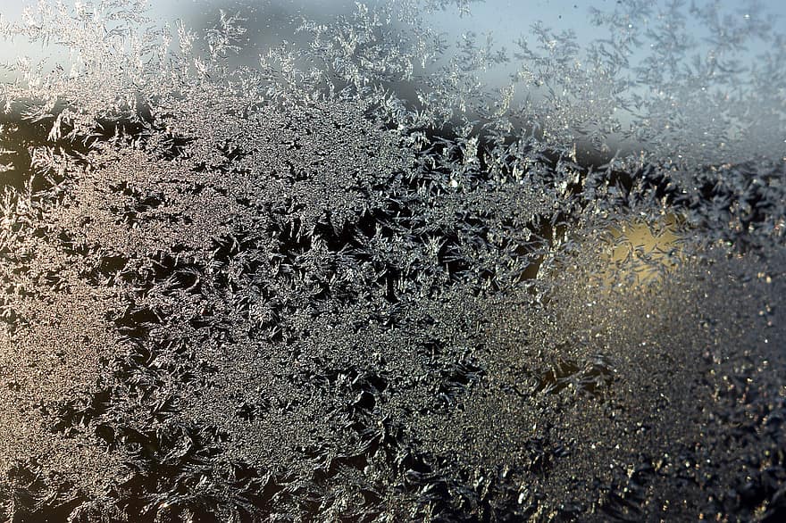 frost, vinter, vindu, kald, bakgrunn, abstrakt, nærbilde, mønster, is, blå, årstid