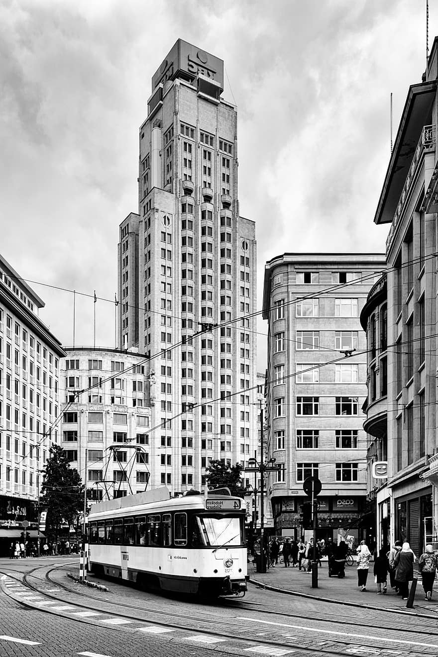 tramwajowy, budynek, Miasto, Budynki, architektura