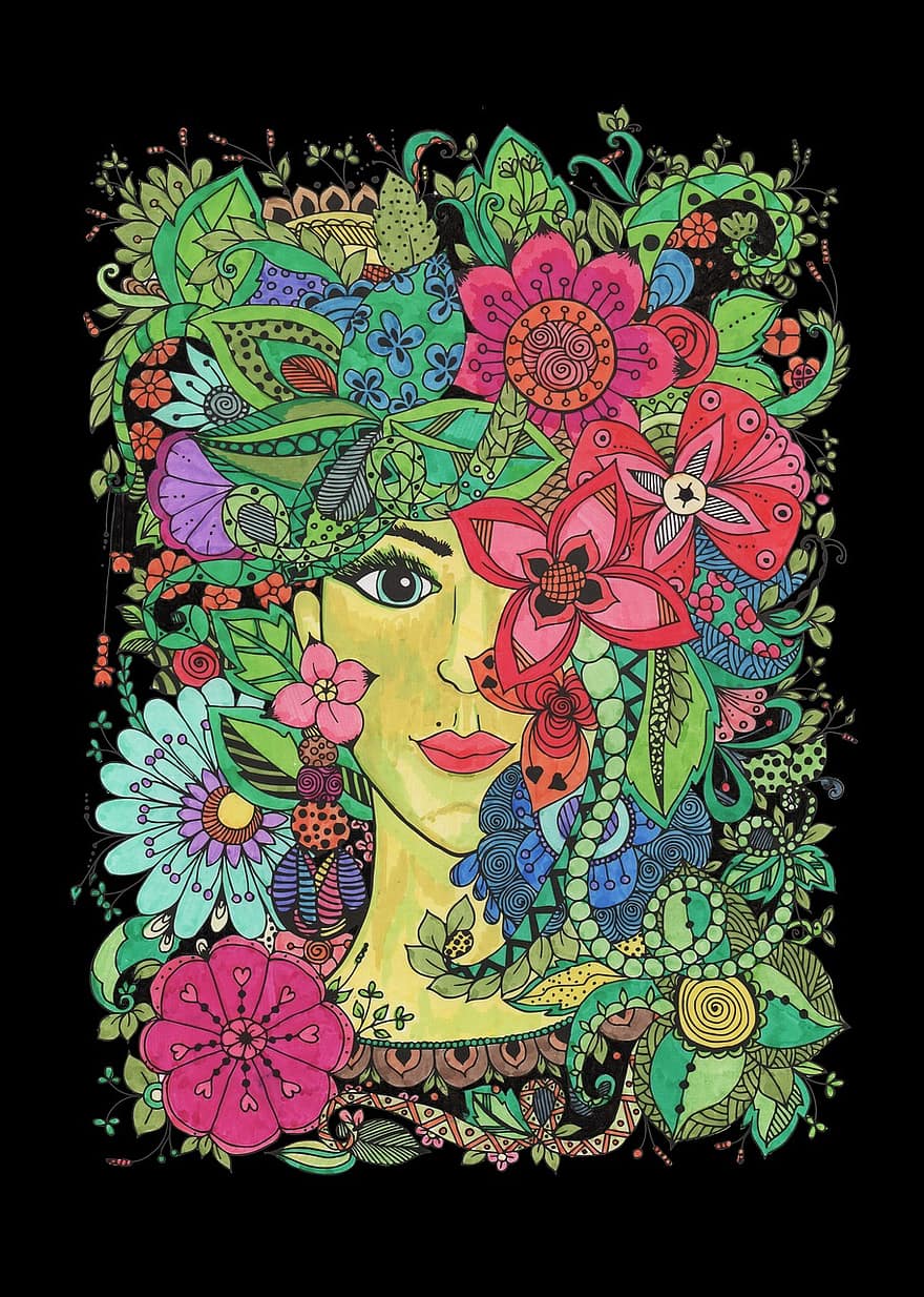 Mandala, Figure, Nature, Girl, Pictured, Image, Creativity, Design, Illustration