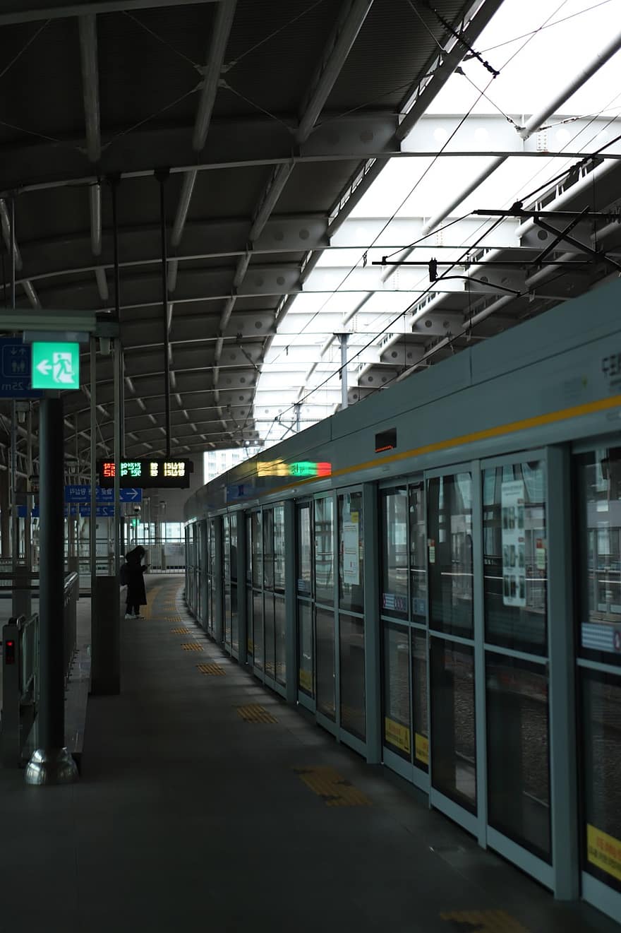 метро, поїзд, транспортування, подорожі, Порт Соре, Інчхон, платформа