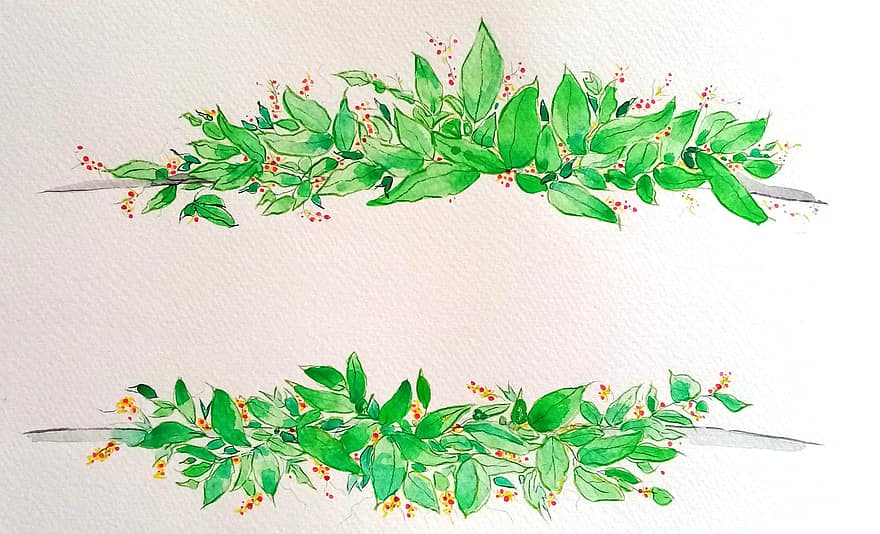 hojas, cuadro, composición, pancartas, vegetale, verde, flora, cartouche, dibujo, ilustración