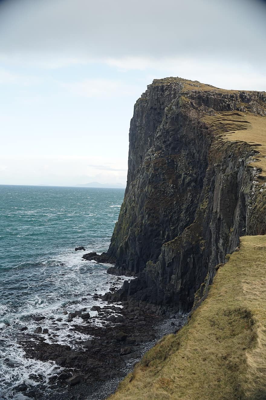 point néiste, île de skye, Écosse, eau, falaise, mer, la nature, vagues, océan