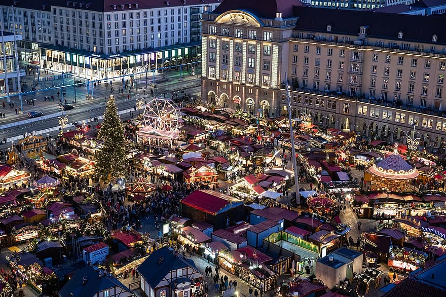 Дрезден, Різдвяний ярмарок, місто, вогні, ринку, площа, свята, новий рік, Різдво, традиційний, культури