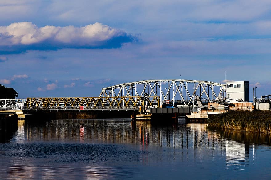 híd, folyó, lengőhíd, technológia, szerkezet, építés, Bodden, mer, Zingst