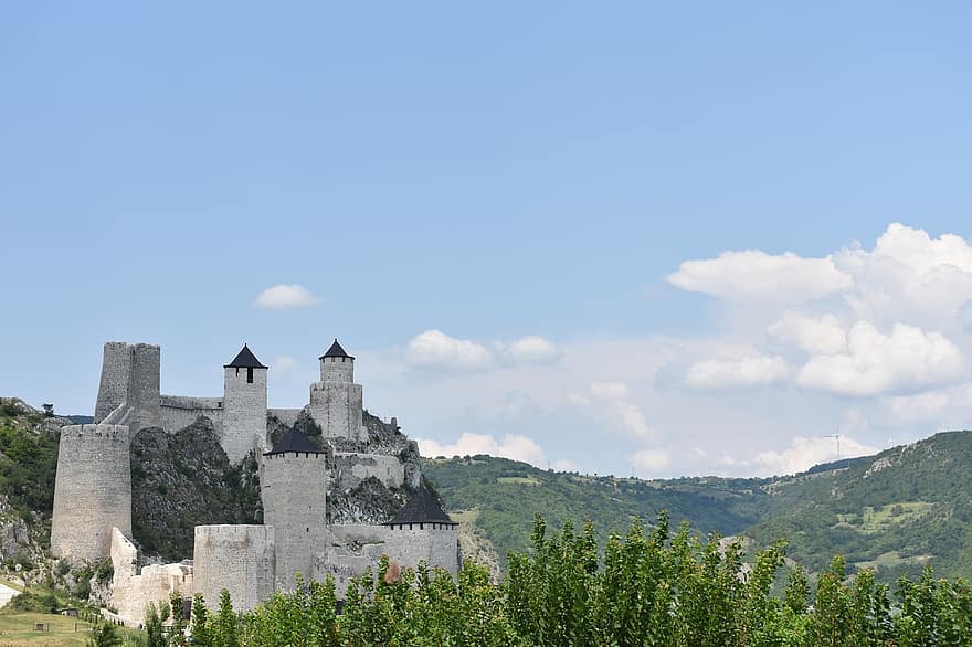 fästning, slott, torn, byggnad, medeltida, serbia, Golubac, Djerdap, danube, historia