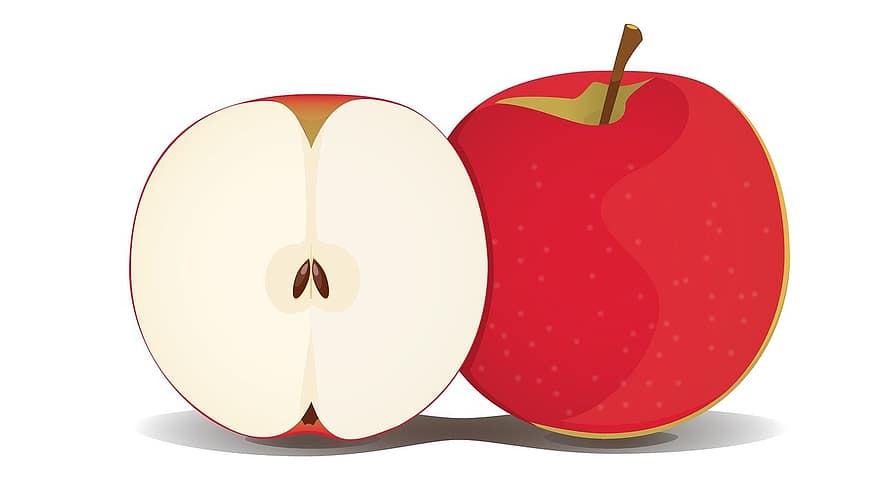maçã, fruta, vermelho, saudável