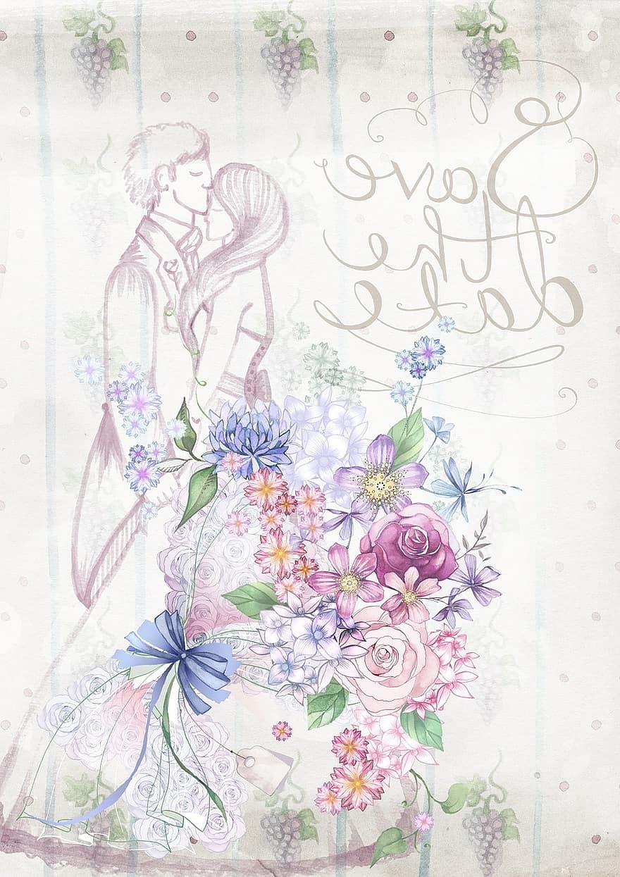 Wedding, Invitation, Floral, Couple, Drawing, Card, Celebration, Wedding Invitation, Design, Frame, Greeting