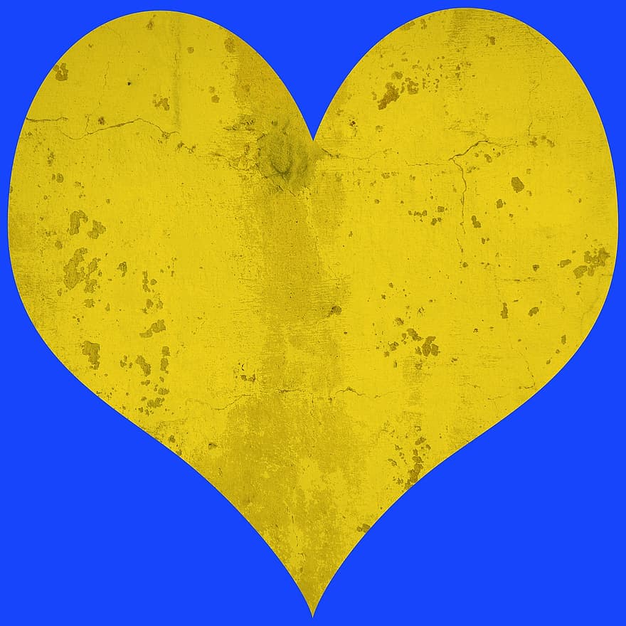 hjärta, gul, blå, mönster