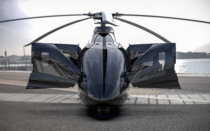elicottero, militare, aereo, Aereo futuristico, Aerei futuristici, aeronautico, innovazione, rotorcraft, Rendering 3D, volante, volo