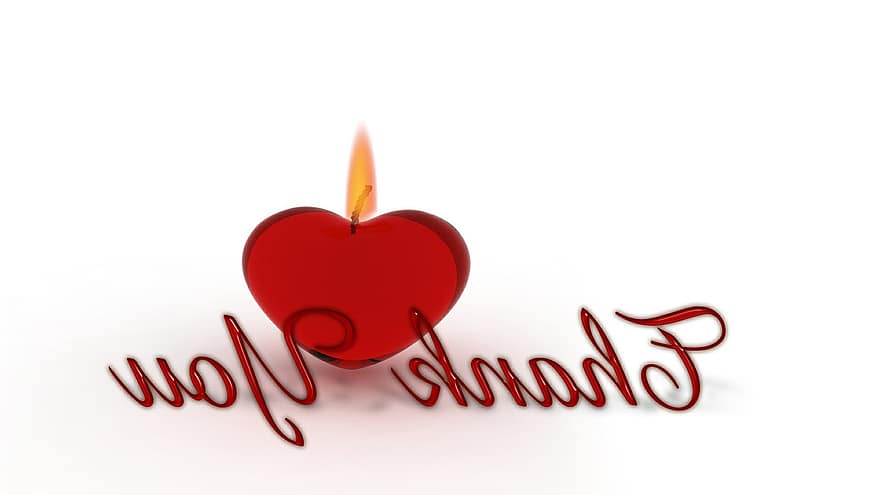 Danke dir, Herz, Kerze, Docht, Licht, Zuneigung, Glück, Loyalität, romantisch, Valentinstag, zärtlich