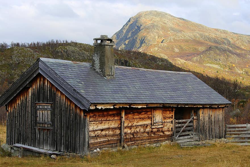 сарай, сільський, Норвегія, зруб, старий будинок, стара будівля, котедж, гірський, дерево, сільська сцена, старий