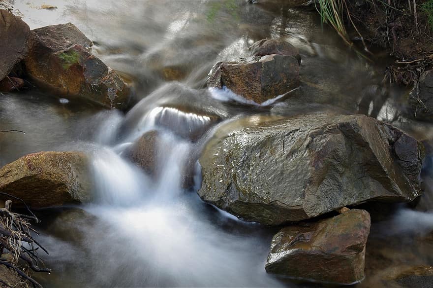 rivier-, stroom, waterval, cascade, steen, stroomversnelling, waterloop, rotsen, natuur, toneel-