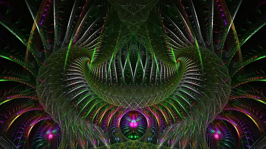 fractal, fractal kunst, digitale kunst, fantasie, planeet, ruimte, neon-