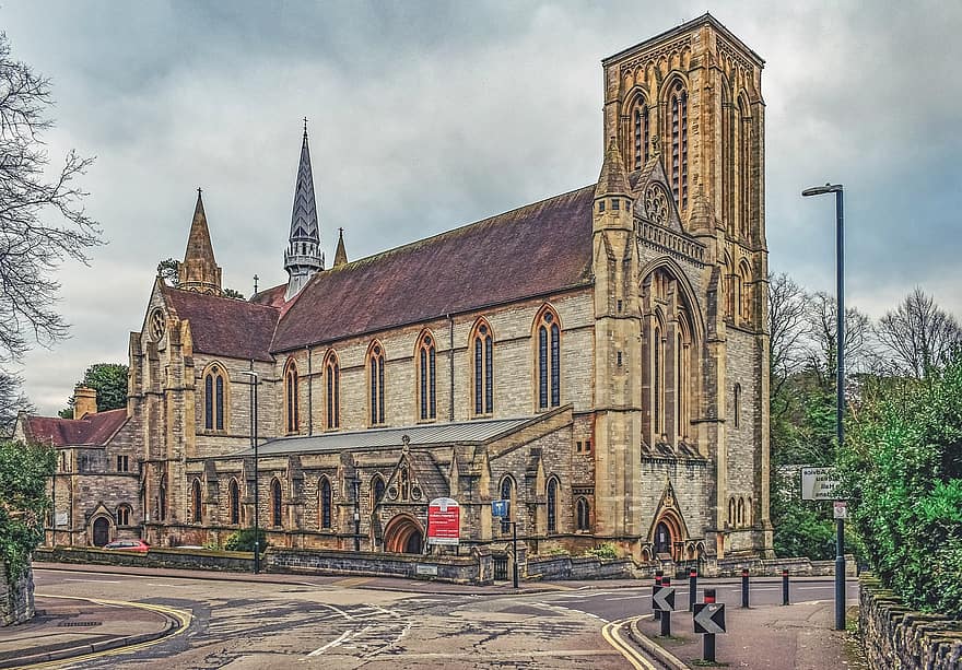 Igreja, arquitetura, construção, Bournemouth, Inglaterra, Reino Unido, lugar famoso, religião, cristandade, história, velho
