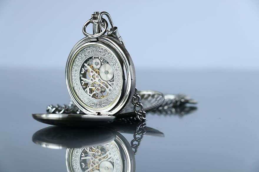 lommeur, tilbehør, tid, timer, se, timepiece, klokke, nærbilde, metall, minuttviseren, tidsur