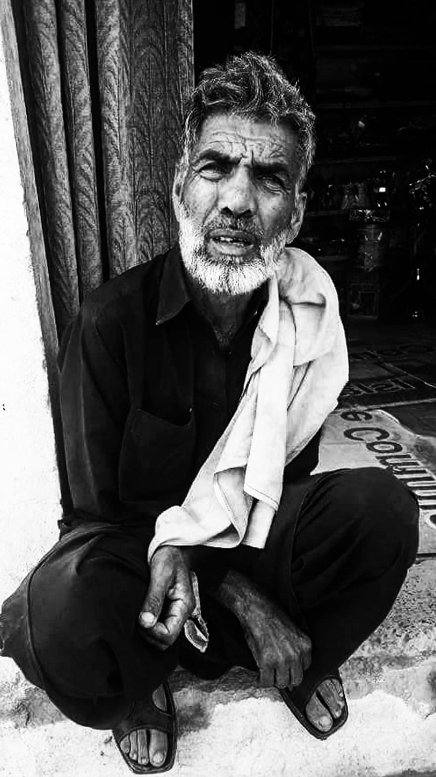 idoso, Paquistão, retrato, asiático, Carachi, sindh, muçulmano, islamismo, pobre, triste, sem teto