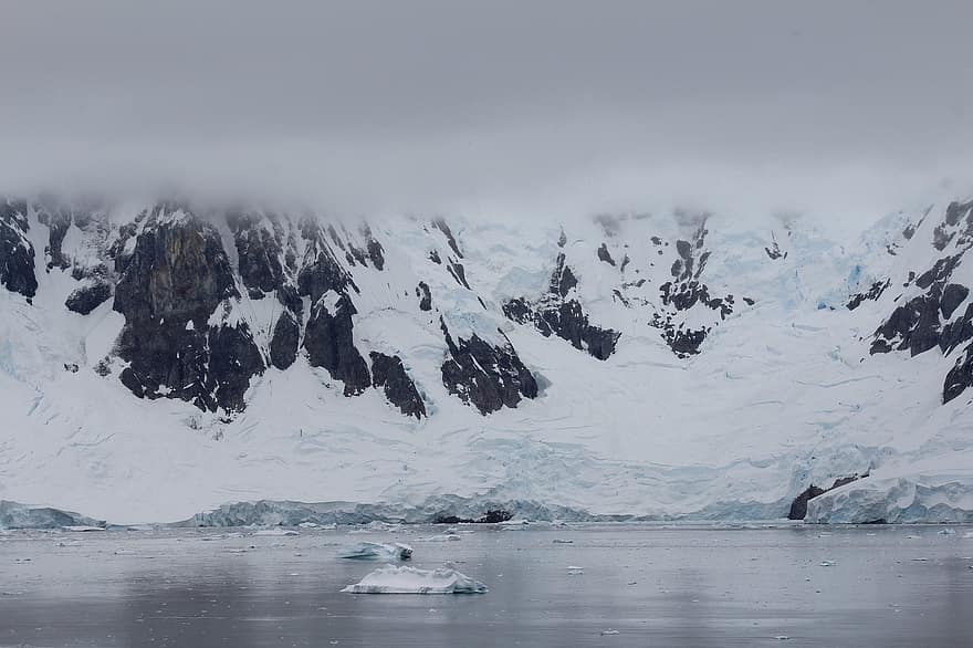 montanhas, icebergue, geleira, gelo, Antártica, agua, geografia, frio, inverno, congeladas, viagem