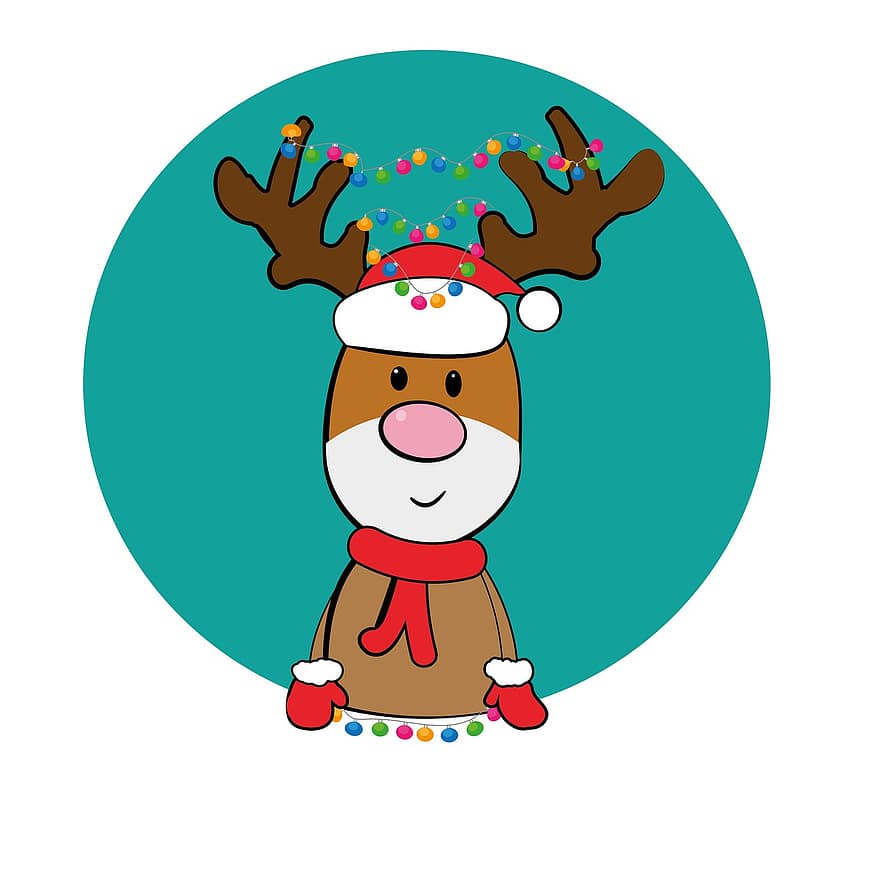renne, Noël, motif de noël, décoration, guirlande, lumières féériques