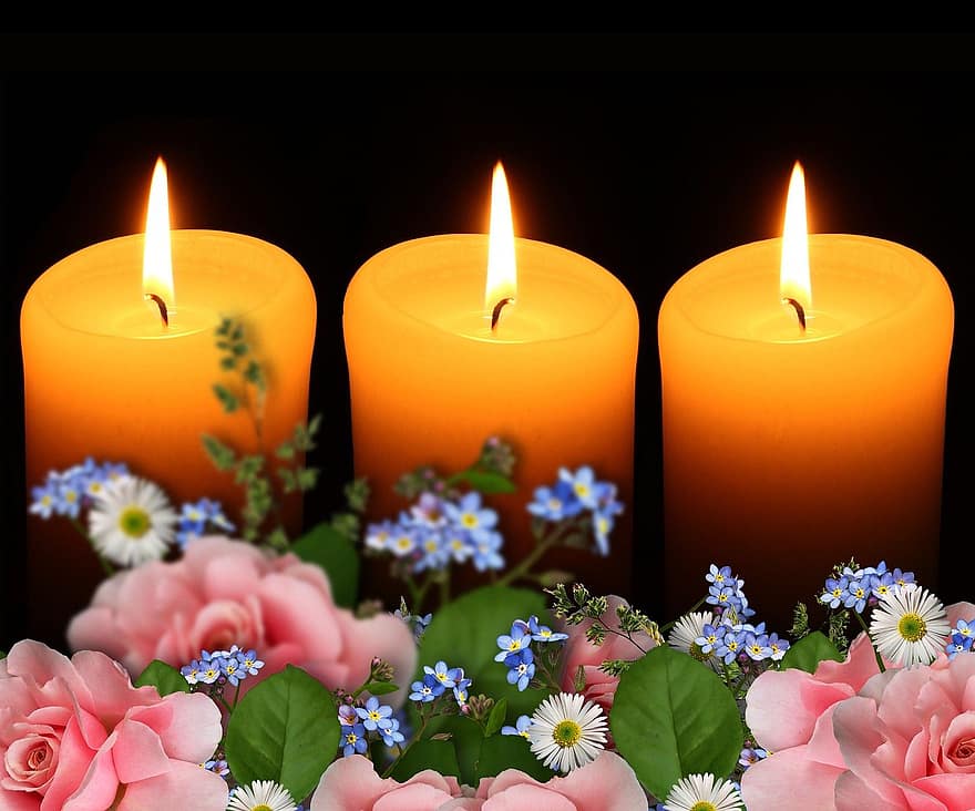 Kerzen, Flamme, Licht, Trauer, Hintergrund, lodern
