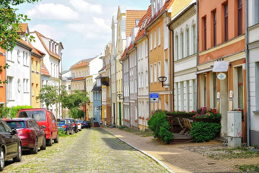 rostock, ciutat, carrer, carretera, edificis, barri antic, paisatge urbà, centre històric, històric, centre de la ciutat, Alemanya