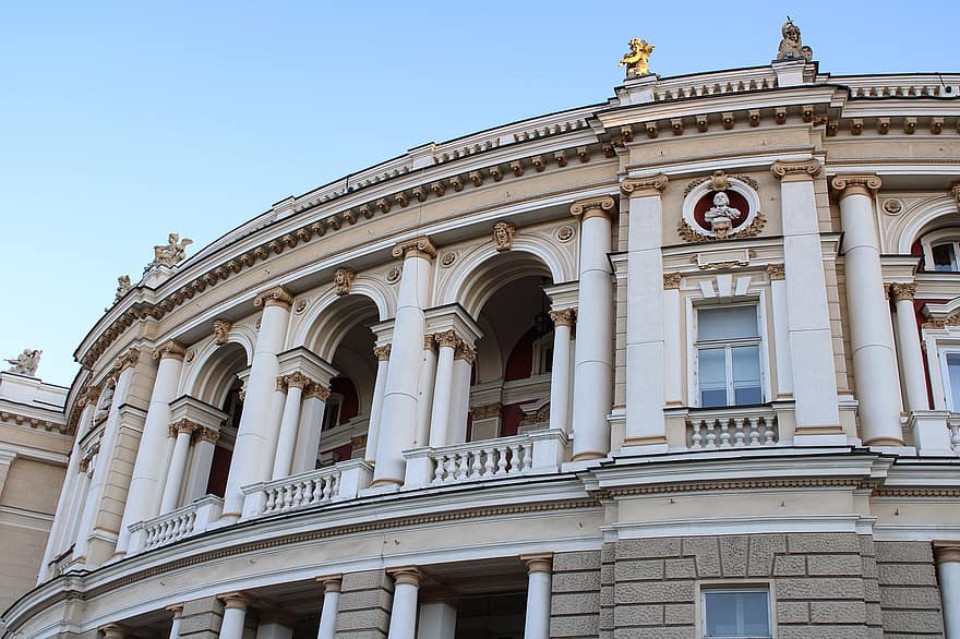 opera, teatr, budynek, architektura, Odessa, Ukraina, Miasto, na zewnątrz budynku, znane miejsce, zbudowana struktura, historia