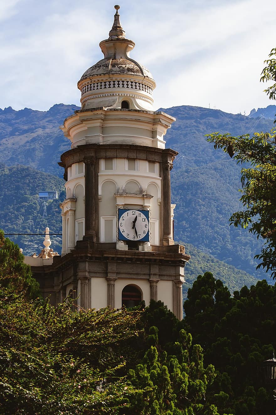 Iglesia, religión, hora, reloj, Monumento, catedral, estructura, paisaje, montaña