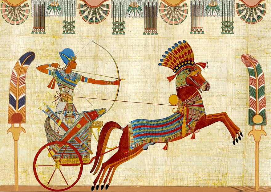 Mesir, Tutunkhamun, firaun, Desain, pria, kereta kuda, berburu, artefak, kerajaan, mesir kuno, kolase